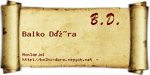 Balko Dóra névjegykártya